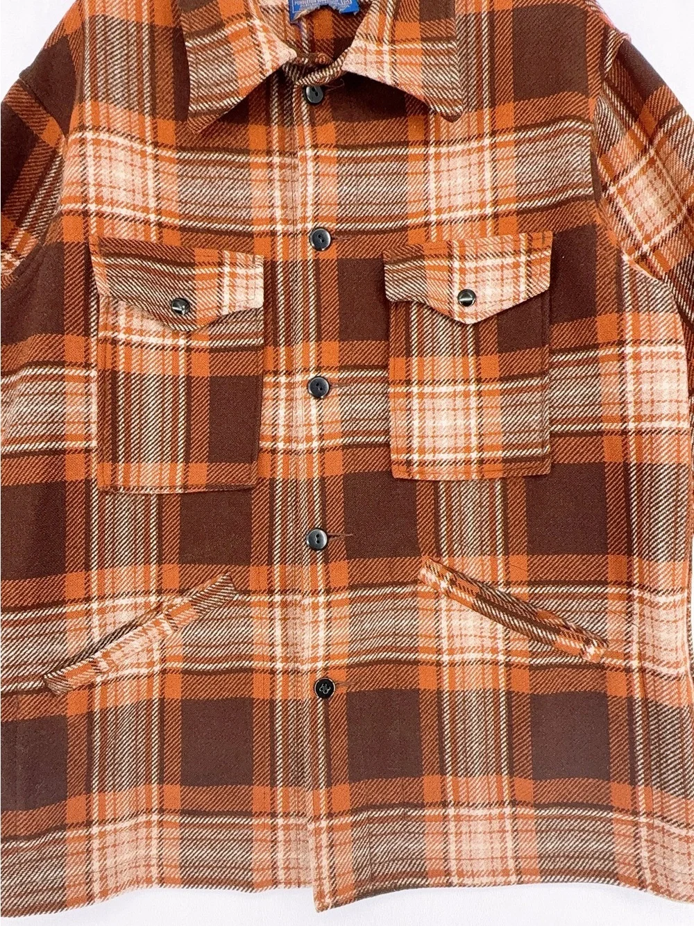 Vintage Pendleton Wool Plaid Jacket 100% Virgin Wool 1950s Brown Western Coat M